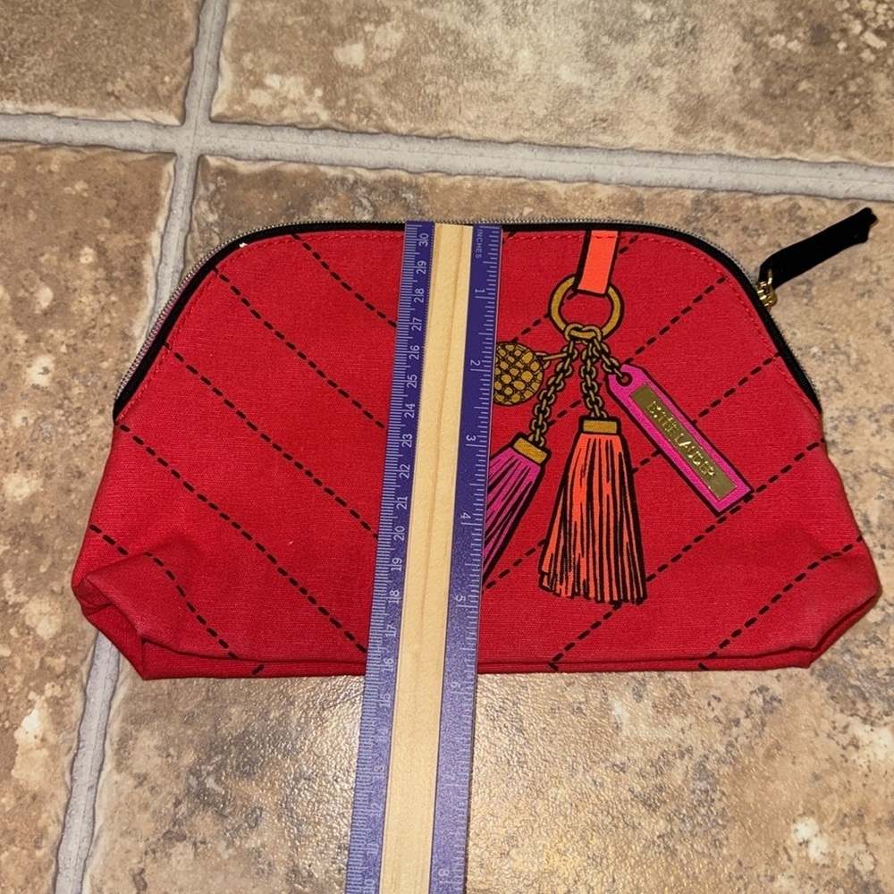 Estée Lauder skin care make up cosmetic, tassel, red zippered pouch bag - Picture 3 of 11